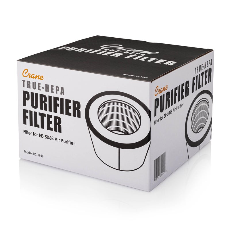 Crane فلتر بديل لجهاز تنقية الهواء من كرين موديل EE-5068، فلتر HEPA بديل موديل HS-1946، عبوة من 1، نظام ترشيح ثلاثي لتحسين جودة الهواء الداخلي - Image 4